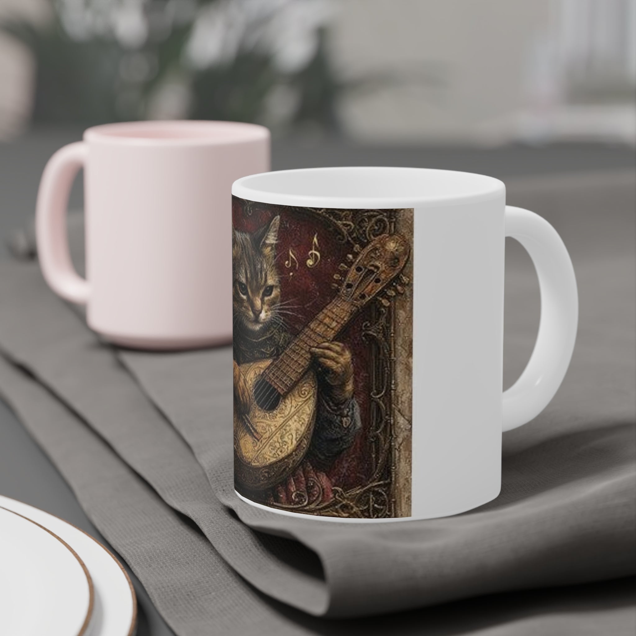 Medieval Manuscript Cat Lute Mug — Castle Culture by Canvas & Click (view 12)