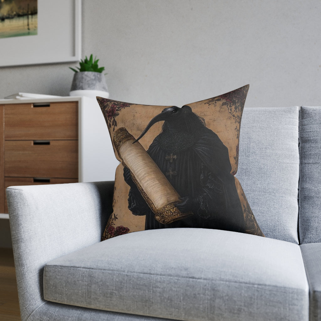 Plague Doctor Motivational Throw Pillow — Castle Culture by Canvas & Click (view 5)