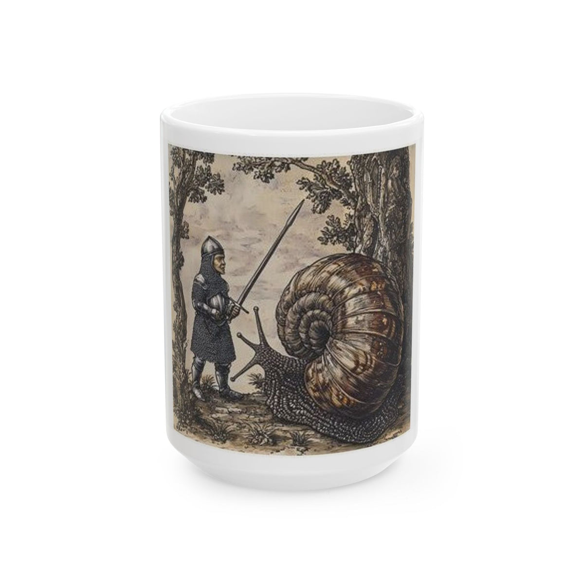 Medieval Snail Joust Mug - Castle Culture Gothic Manuscript Art