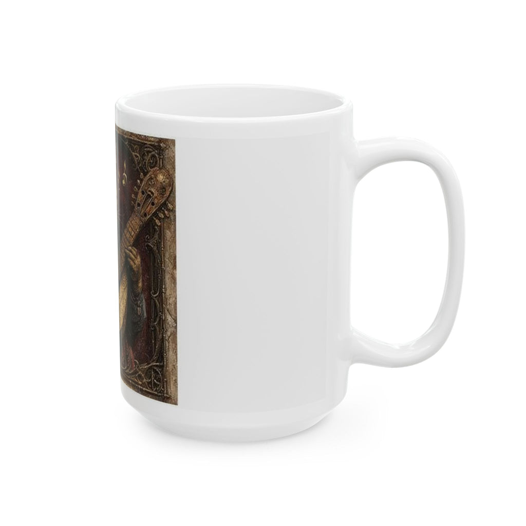 Medieval Manuscript Cat Lute Mug - Gothic Art Coffee Cup