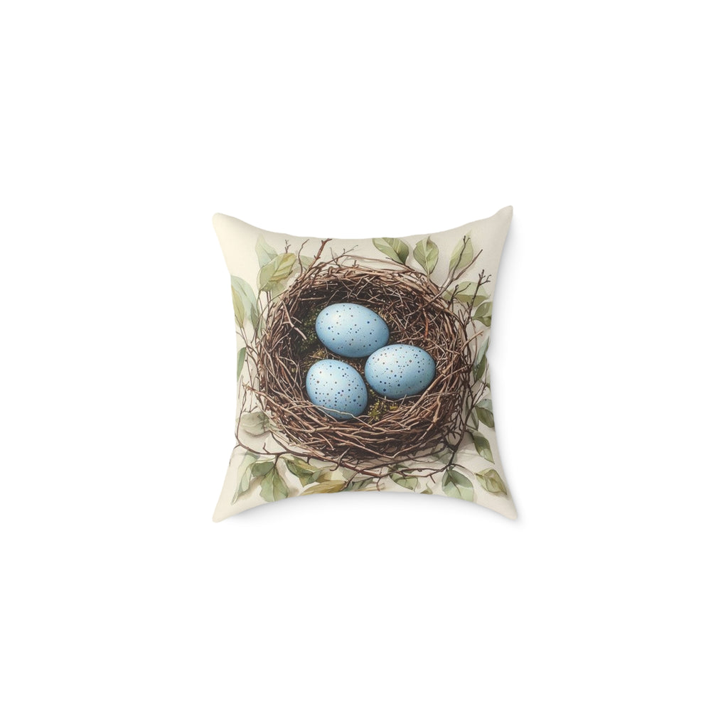 Robin's Nest Watercolor Botanical Pillow - Wilderkind Nature Art