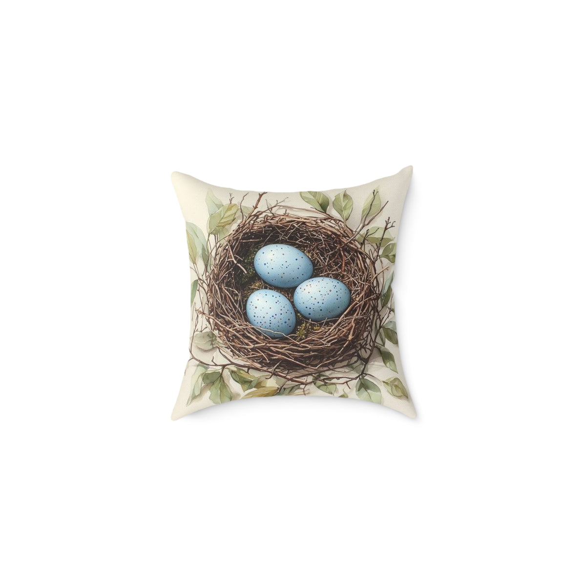 Robin's Nest Watercolor Botanical Pillow - Wilderkind Nature Art