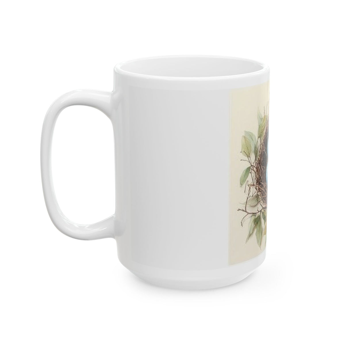 Robin's Nest Botanical Watercolor Mug - Nature Study Art
