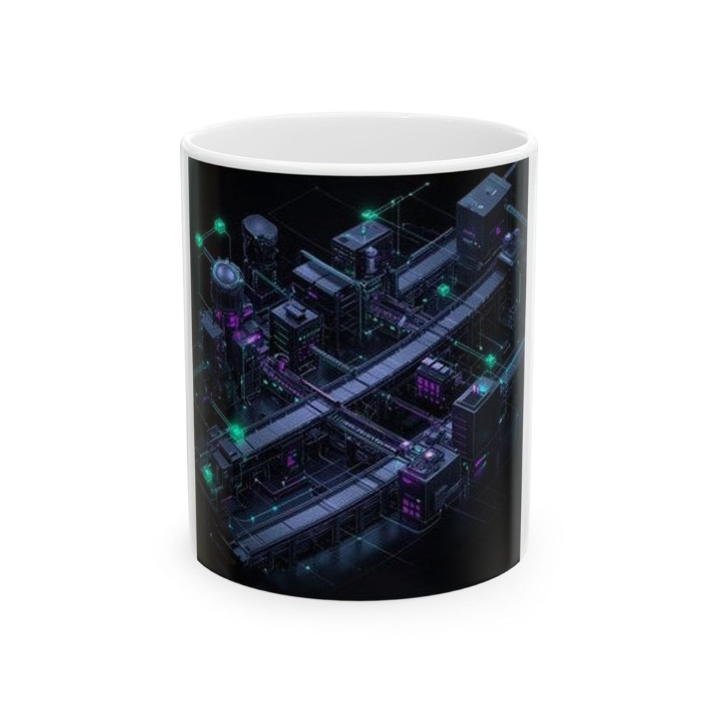 CI/CD Assembly Line Mug - Dark Mode Tech Art | SRE Gift