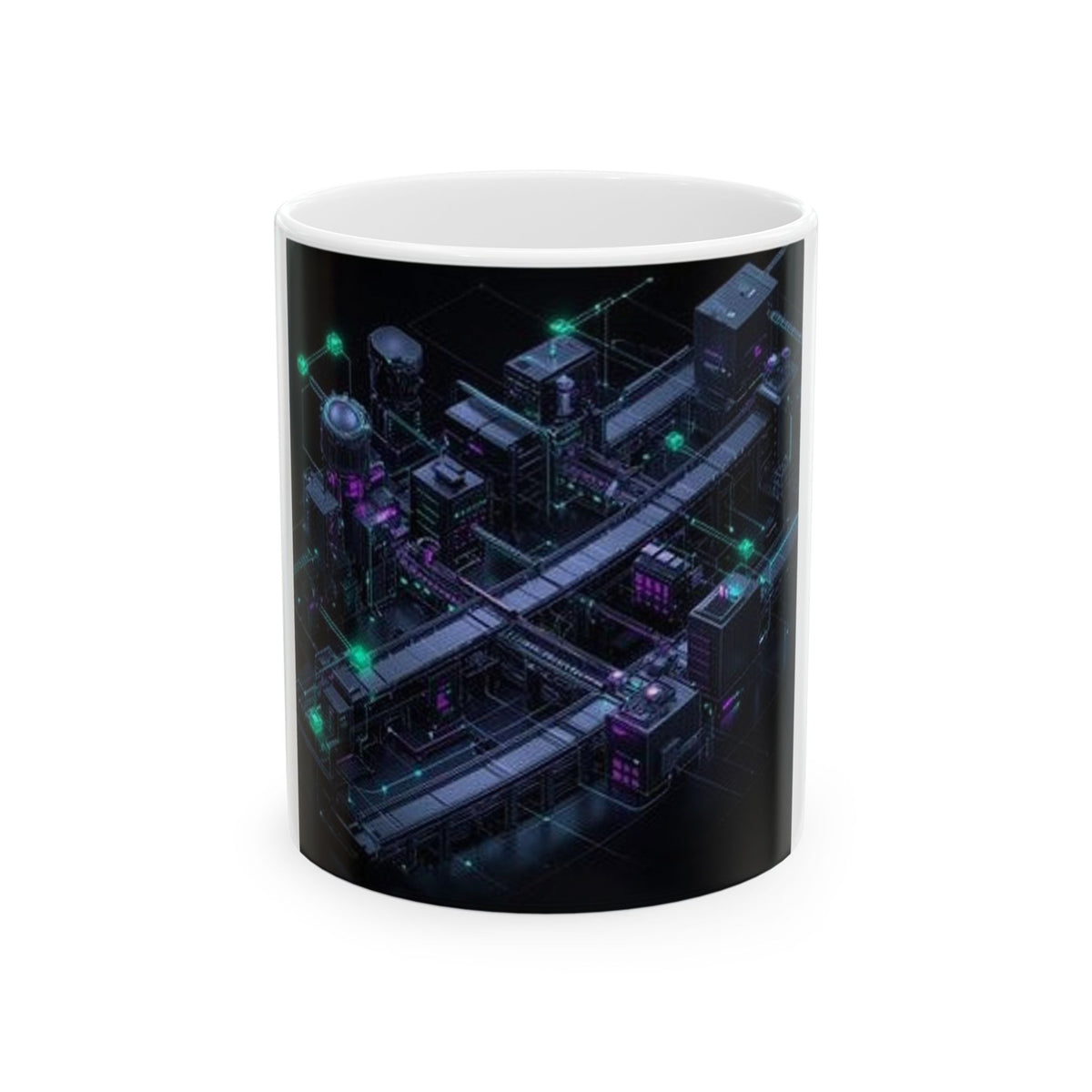 CI/CD Assembly Line Mug - Dark Mode Tech Art | SRE Gift