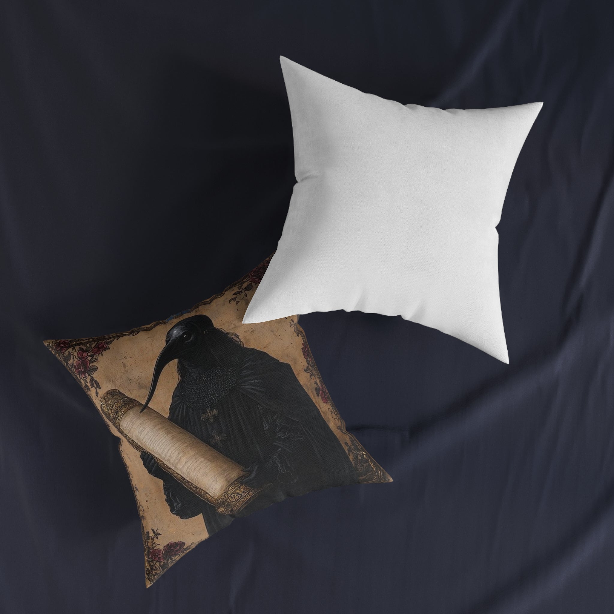 Plague Doctor Motivational Throw Pillow — Castle Culture by Canvas & Click (view 4)
