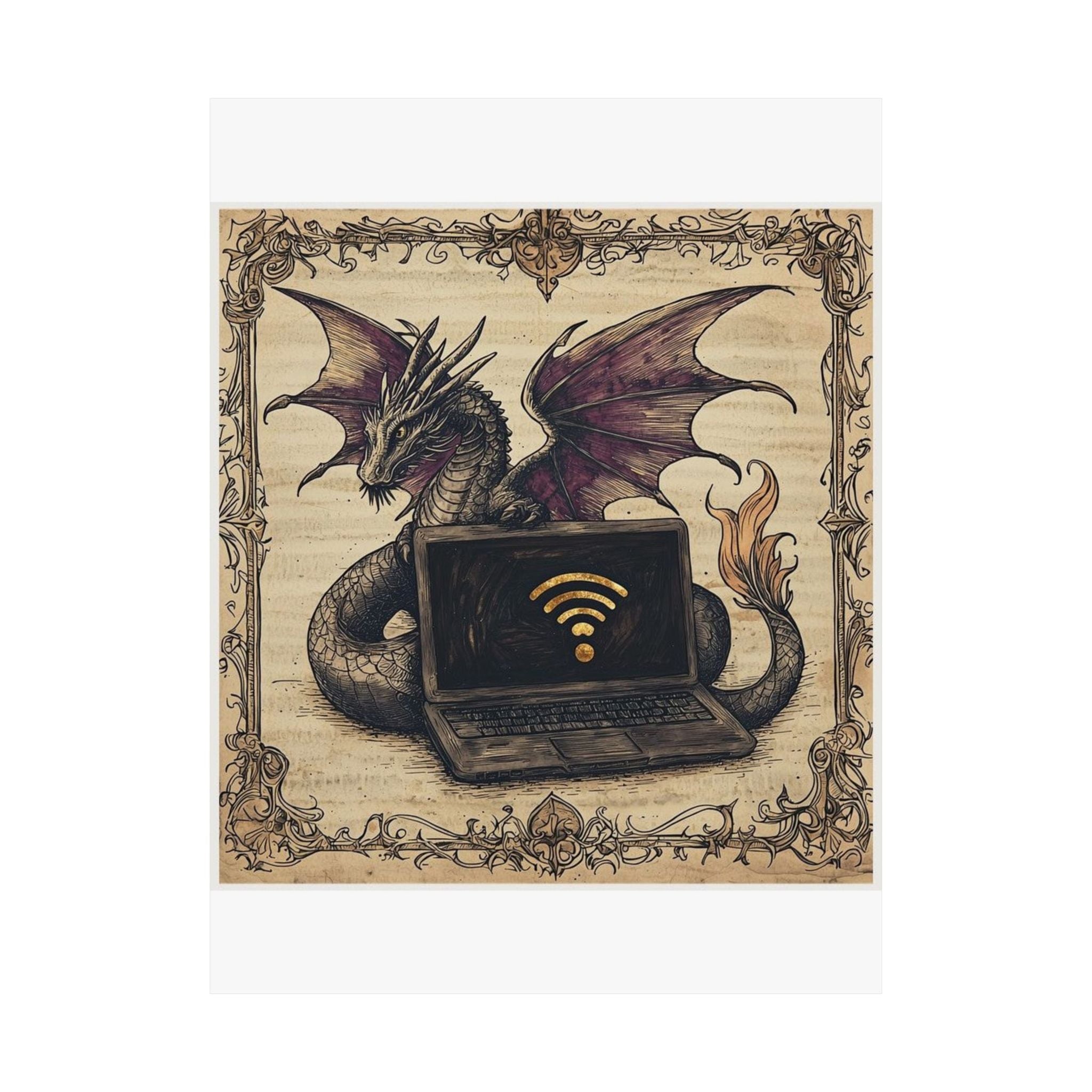 Dragon Laptop Guardian Art Print — Castle Culture by Canvas & Click (view 10)