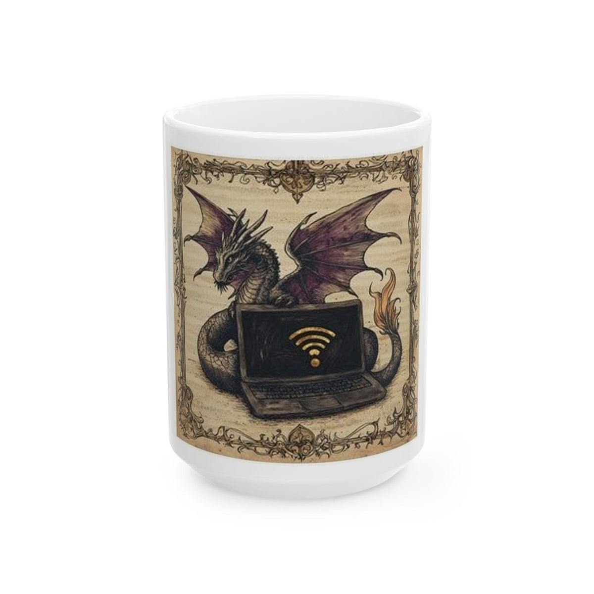 Dragon Laptop Guardian Mug - Medieval Manuscript Art by Castle Culture