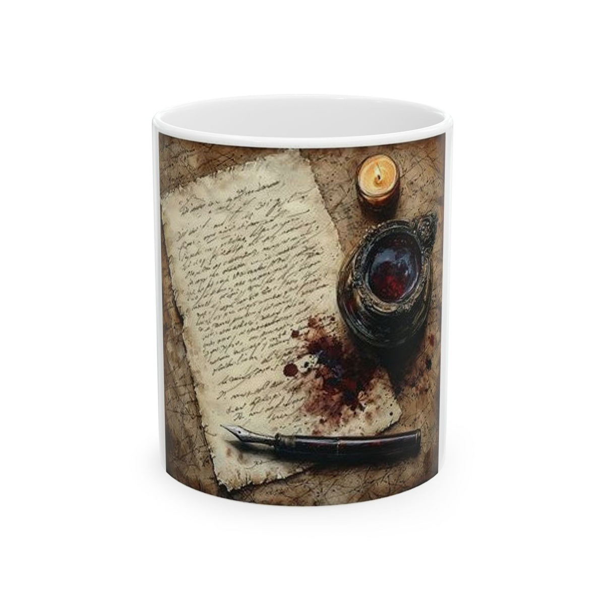 Spilled Inkwell Romance Mug - Vintage Literary Art by Poetcore