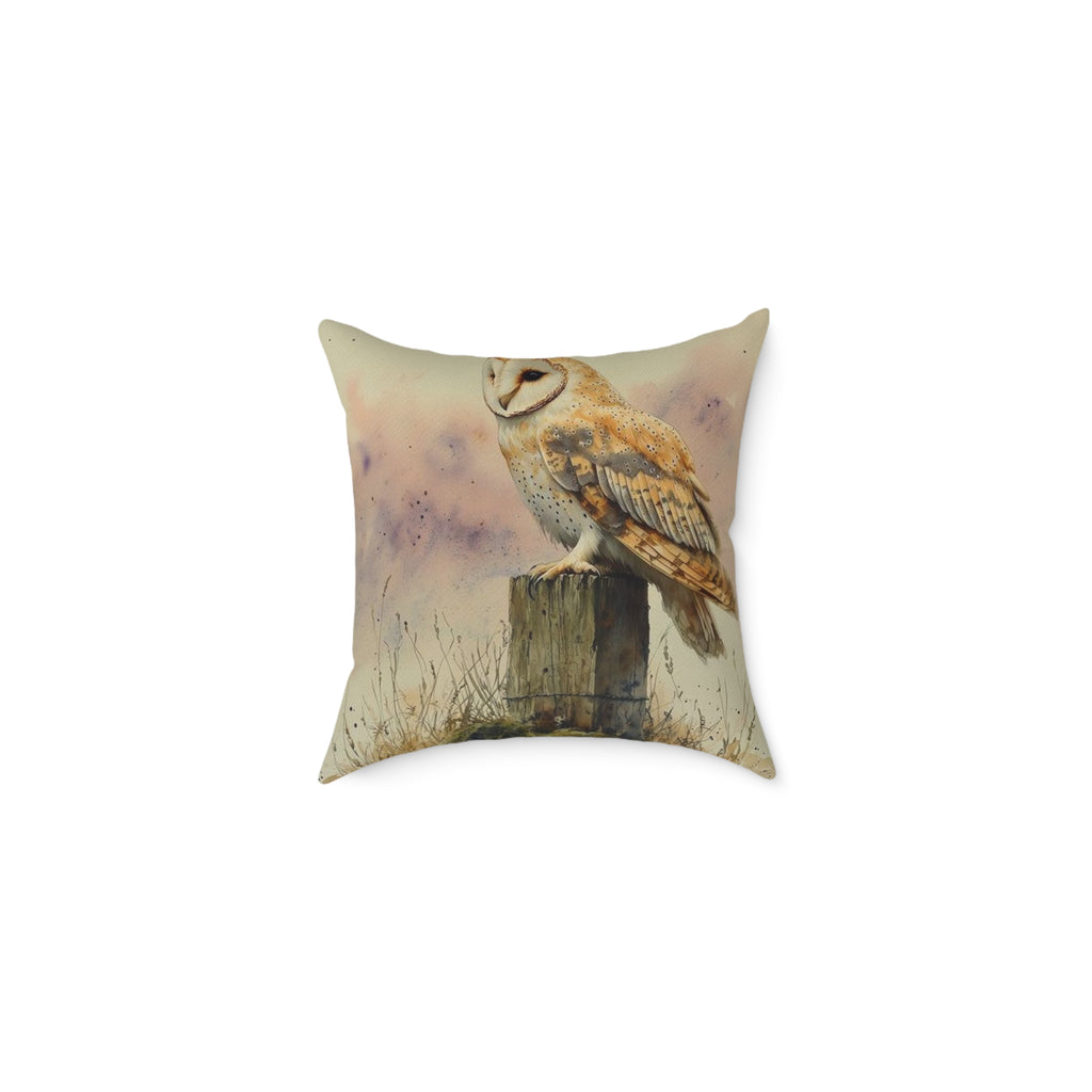 Barn Owl Twilight Watercolor Pillow - Wilderkind Nature Art