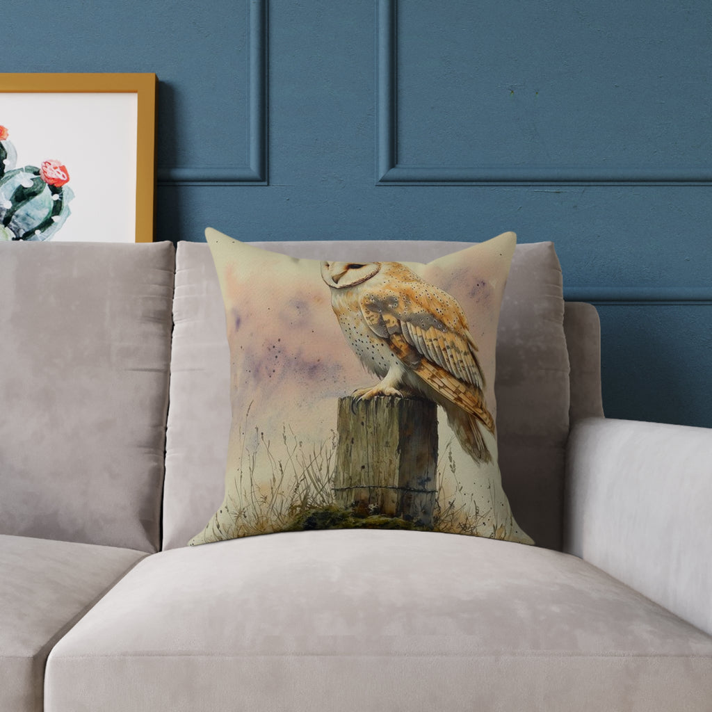 Barn Owl Twilight Watercolor Pillow - Wilderkind Nature Art