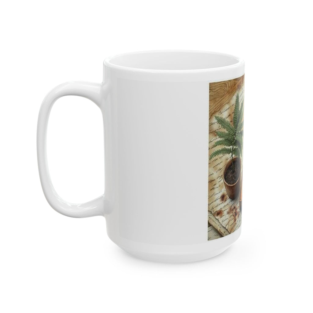 Potted Fern Writer's Desk Mug - Literary Poetcore Art