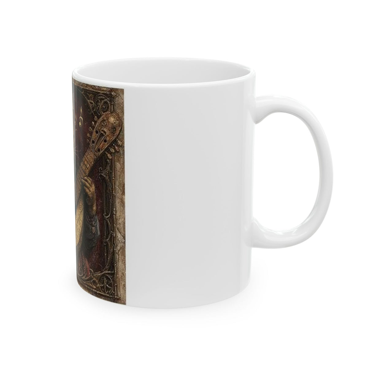 Medieval Manuscript Cat Lute Mug - Gothic Art Coffee Cup