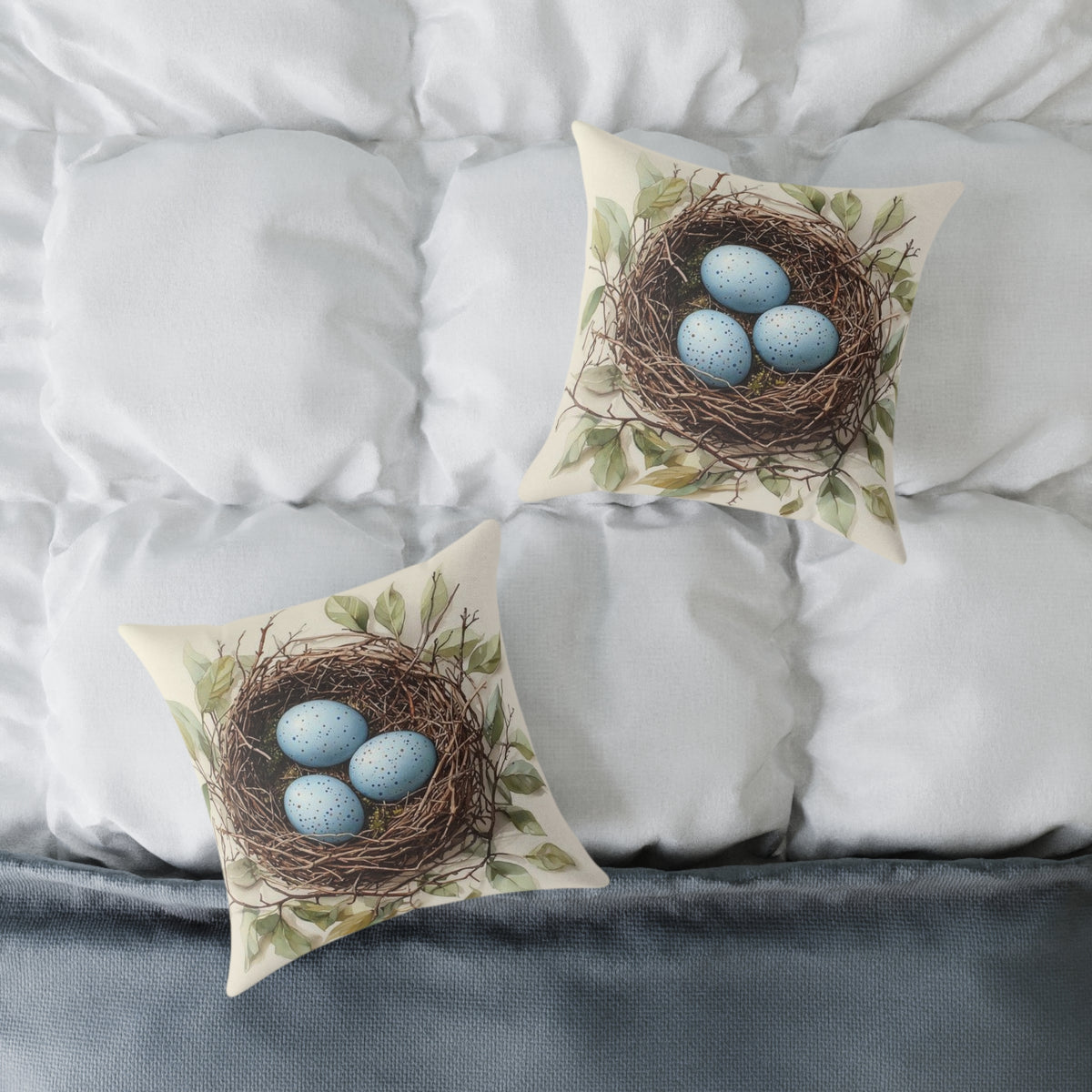 Robin's Nest Watercolor Botanical Pillow - Wilderkind Nature Art