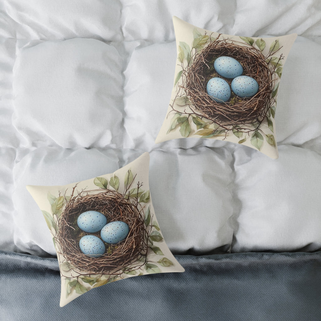 Robin's Nest Watercolor Botanical Pillow - Wilderkind Nature Art
