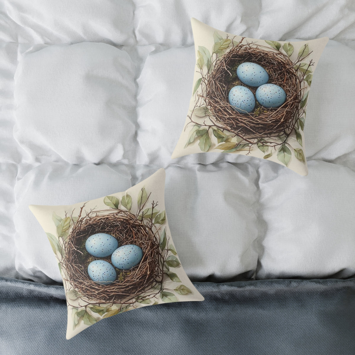 Robin's Nest Watercolor Botanical Pillow - Wilderkind Nature Art