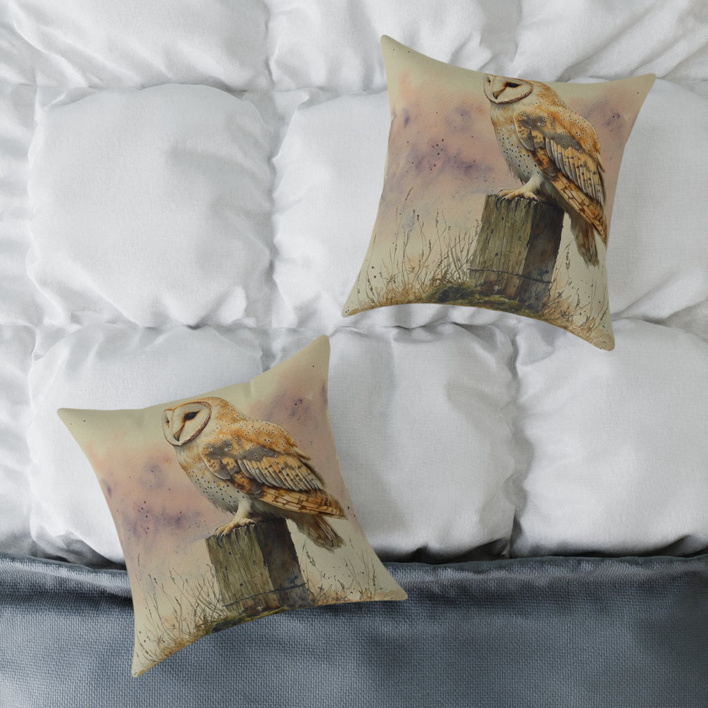 Barn Owl Twilight Watercolor Pillow - Wilderkind Nature Art