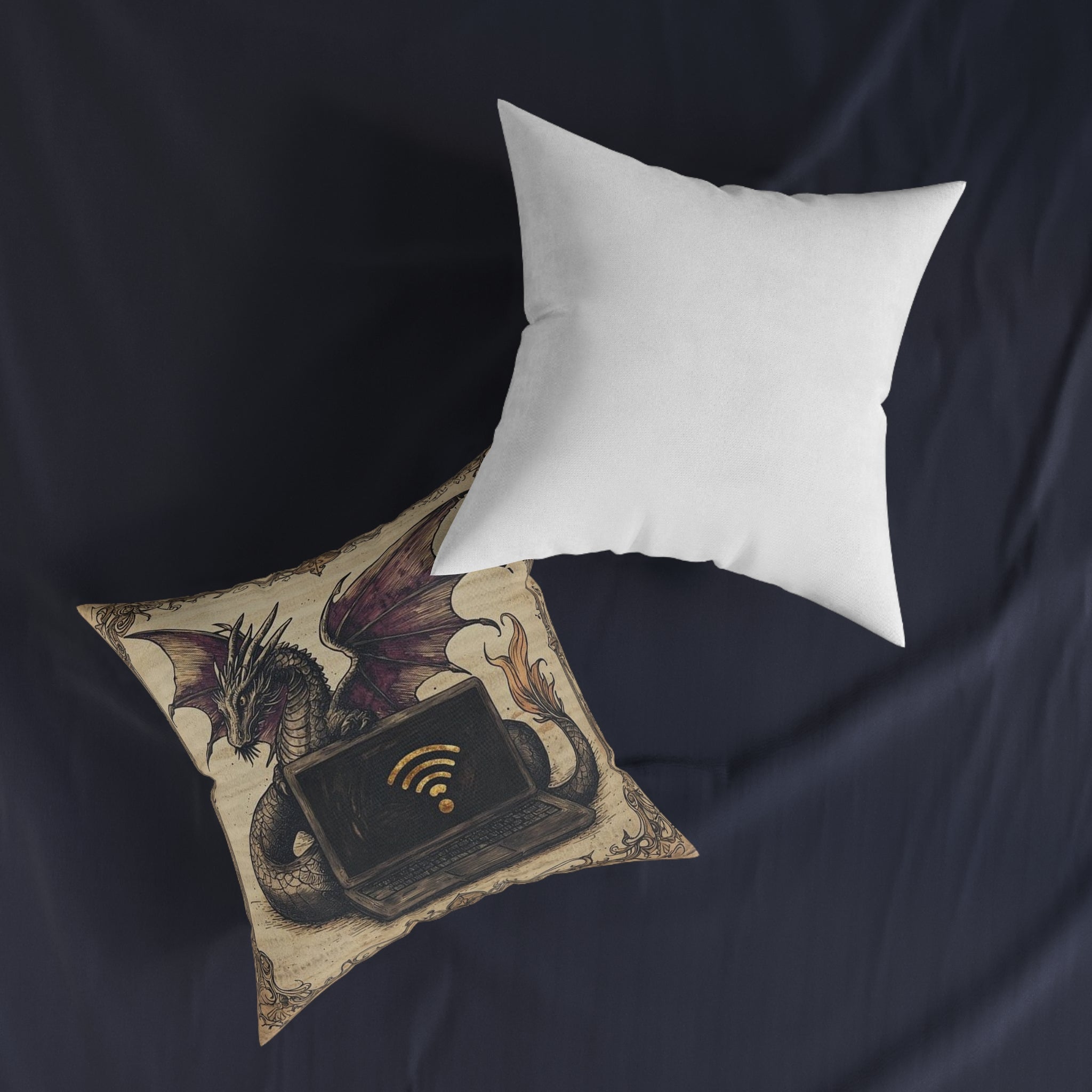 Dragon Laptop Guardian Throw Pillow — Castle Culture by Canvas & Click (view 4)