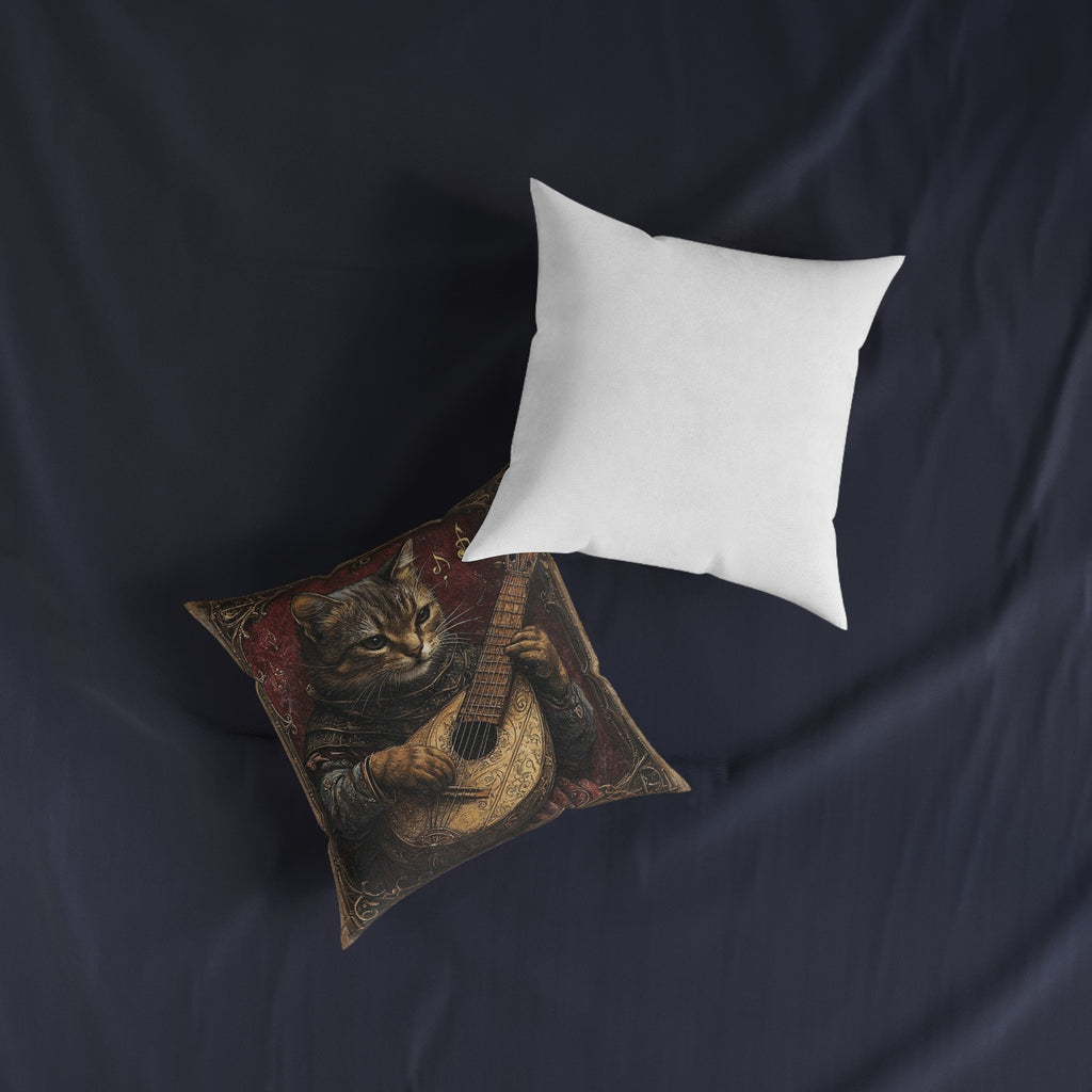 Medieval Manuscript Cat Lute Throw Pillow — Castle Culture by Canvas & Click (view 7)