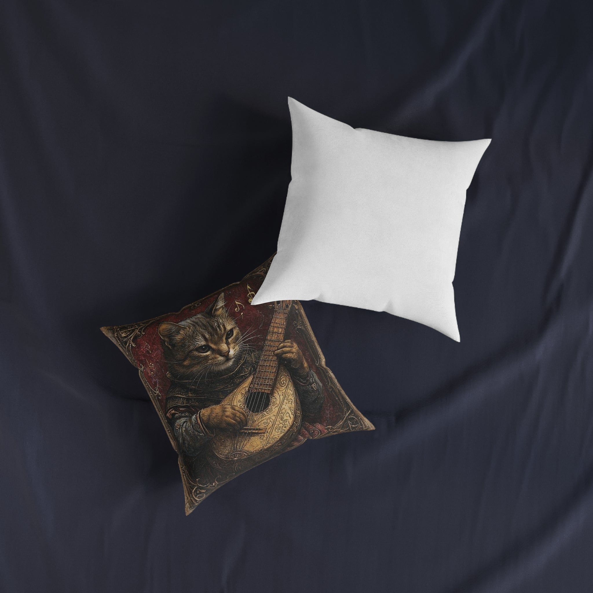 Medieval Manuscript Cat Lute Throw Pillow — Castle Culture by Canvas & Click (view 7)