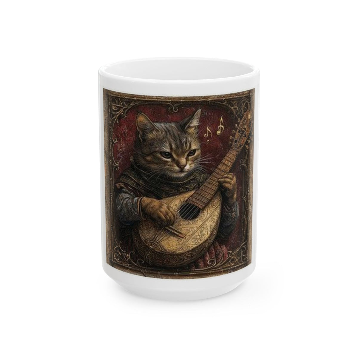 Medieval Manuscript Cat Lute Mug - Gothic Art Coffee Cup