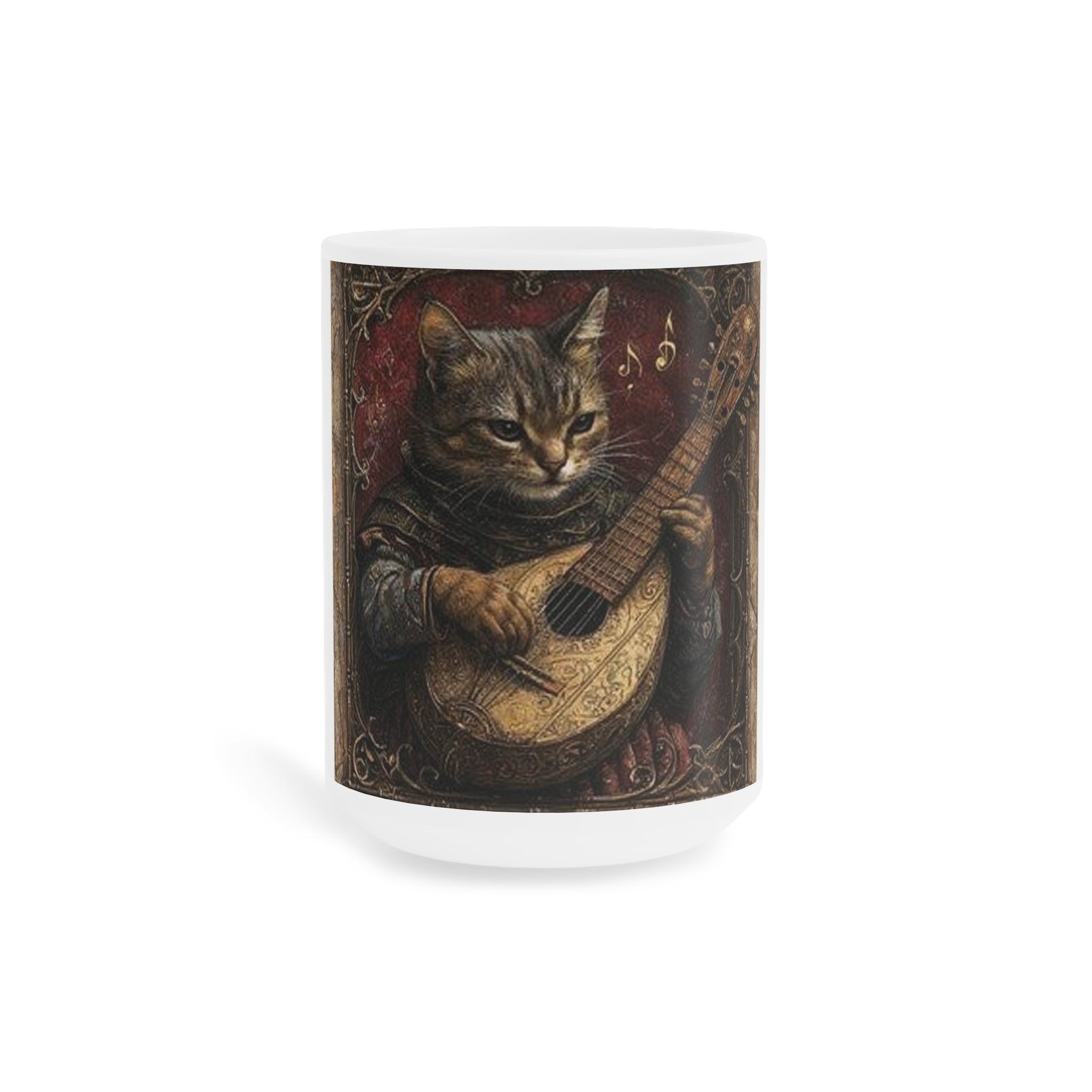 Medieval Manuscript Cat Lute Mug — Castle Culture by Canvas & Click (view 2)