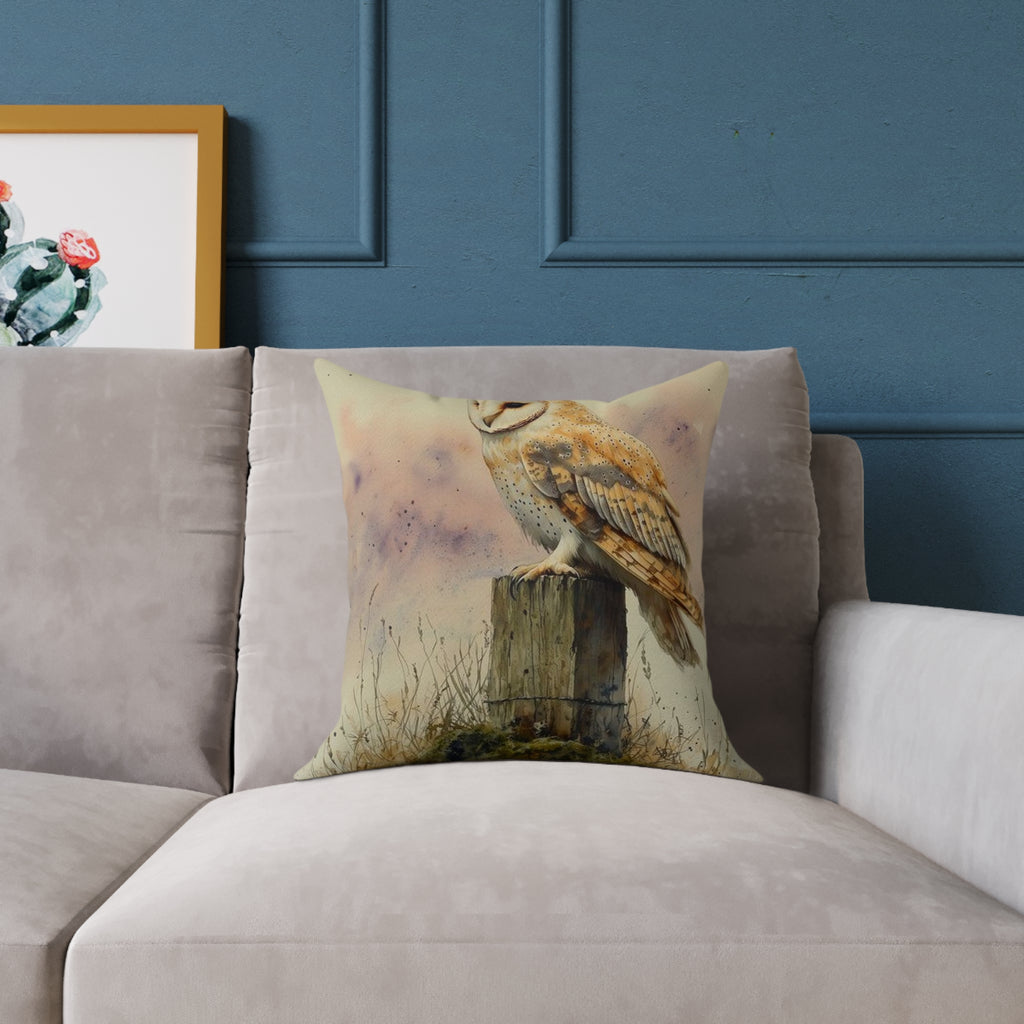 Barn Owl Twilight Watercolor Pillow - Wilderkind Nature Art