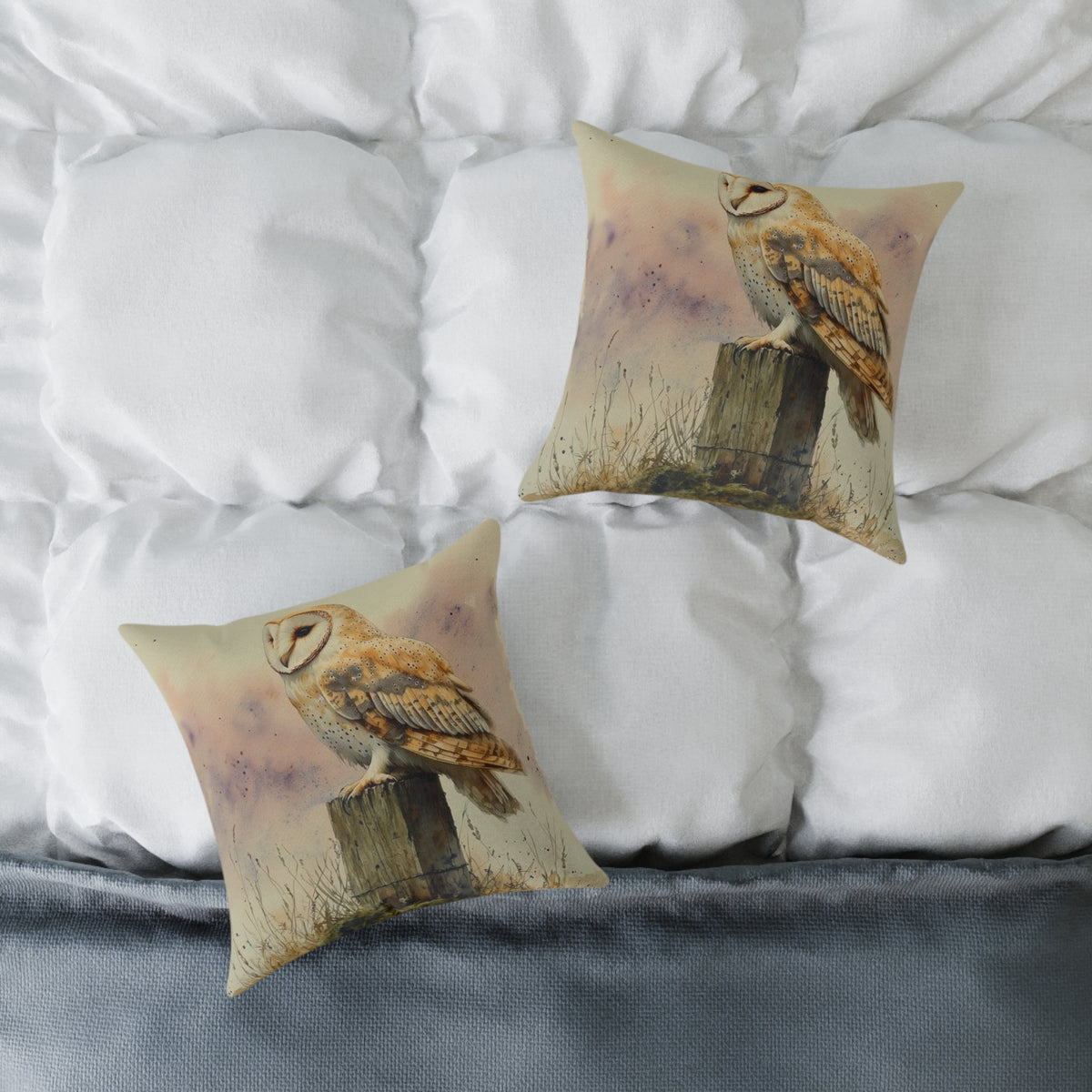 Barn Owl Twilight Watercolor Pillow - Wilderkind Nature Art