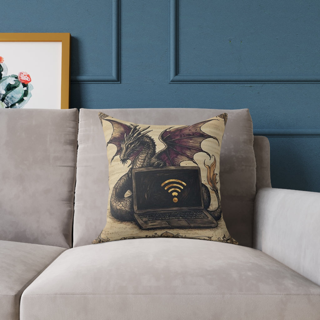 Dragon Laptop Guardian Medieval Manuscript Pillow - Castle Culture
