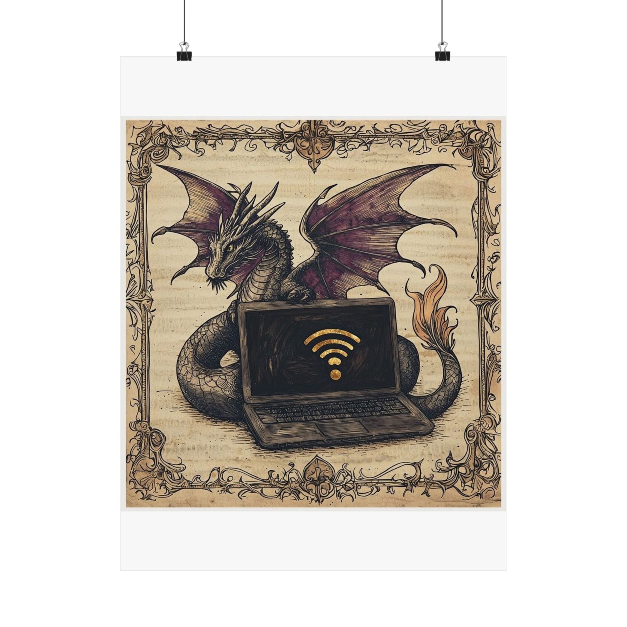 Dragon Laptop Guardian Art Print — Castle Culture by Canvas & Click (view 3)