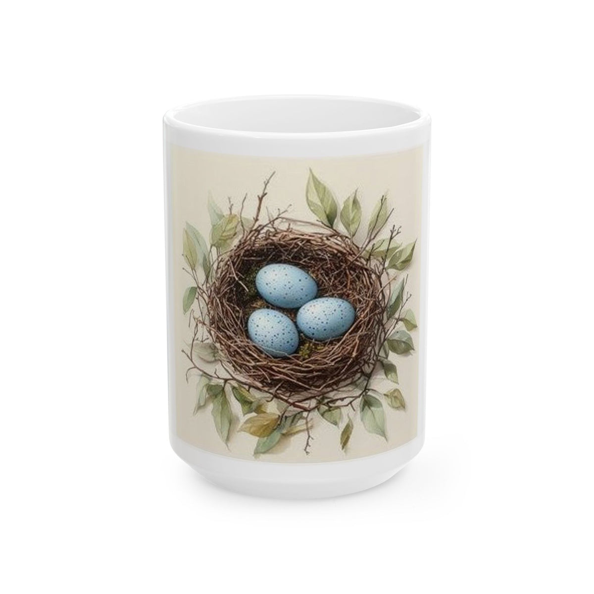 Robin's Nest Botanical Watercolor Mug - Nature Study Art