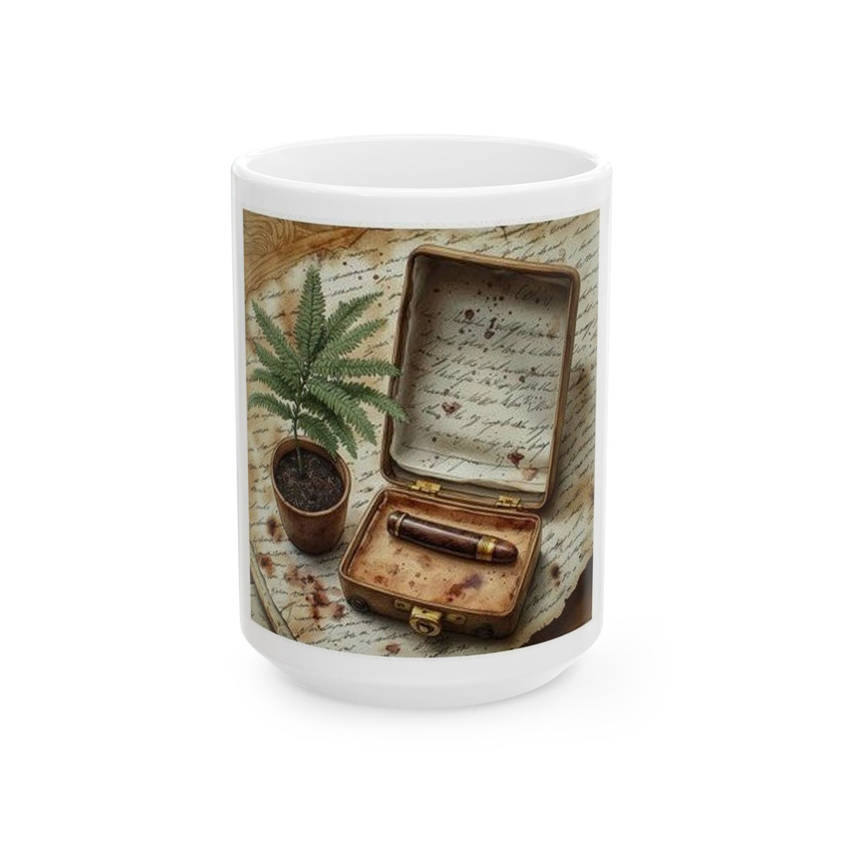 Potted Fern Writer's Desk Mug - Literary Poetcore Art