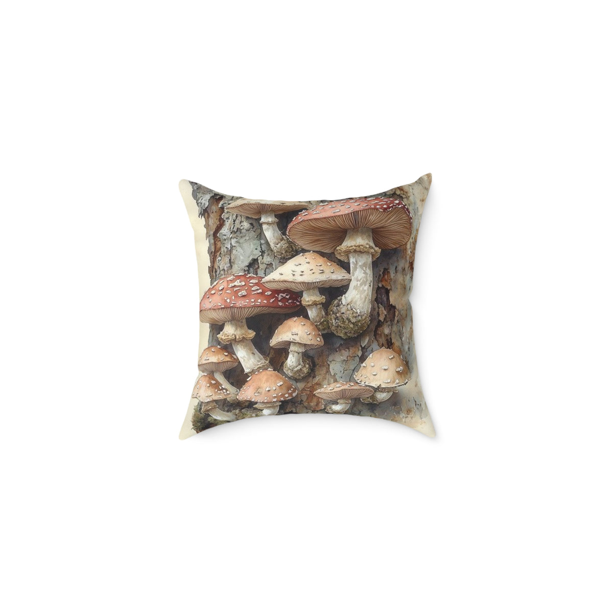 Wild Mushroom Botanical Pillow | Watercolor Nature Art | Cottagecore Woodland Decor | Forest Fungi Illustration