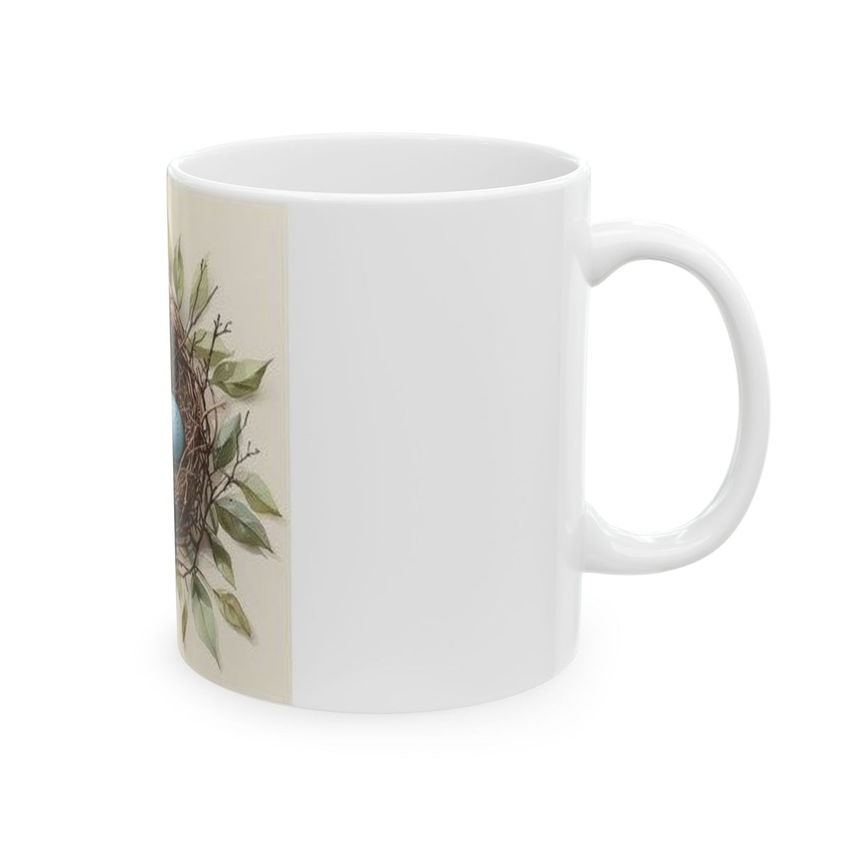 Robin's Nest Botanical Watercolor Mug - Nature Study Art
