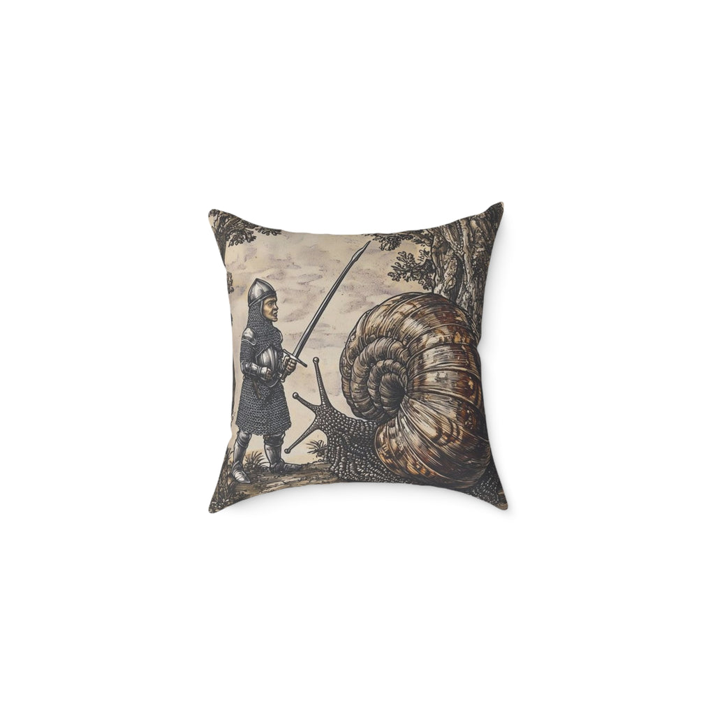 Snail Jousting Knight Medieval Manuscript Pillow - Castle Culture