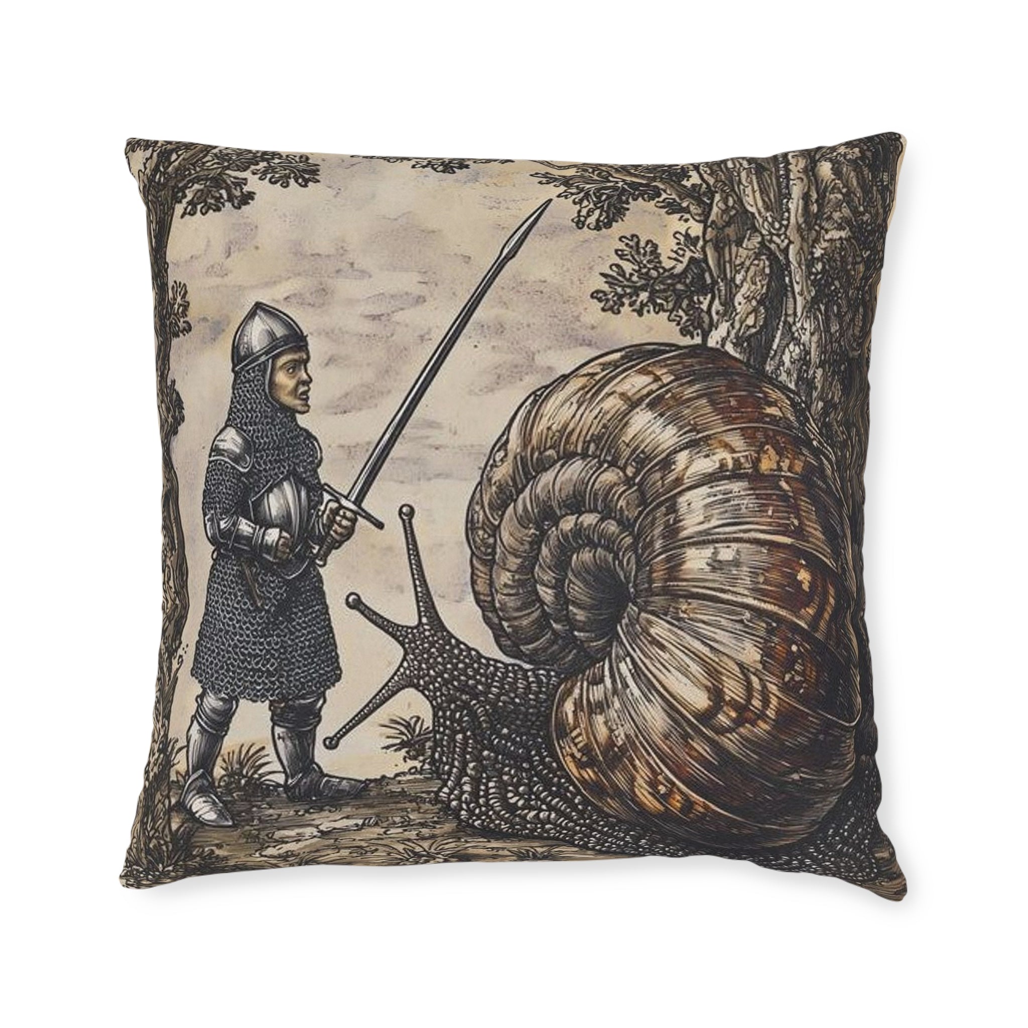 Medieval Snail Joust Throw Pillow — Castle Culture by Canvas & Click