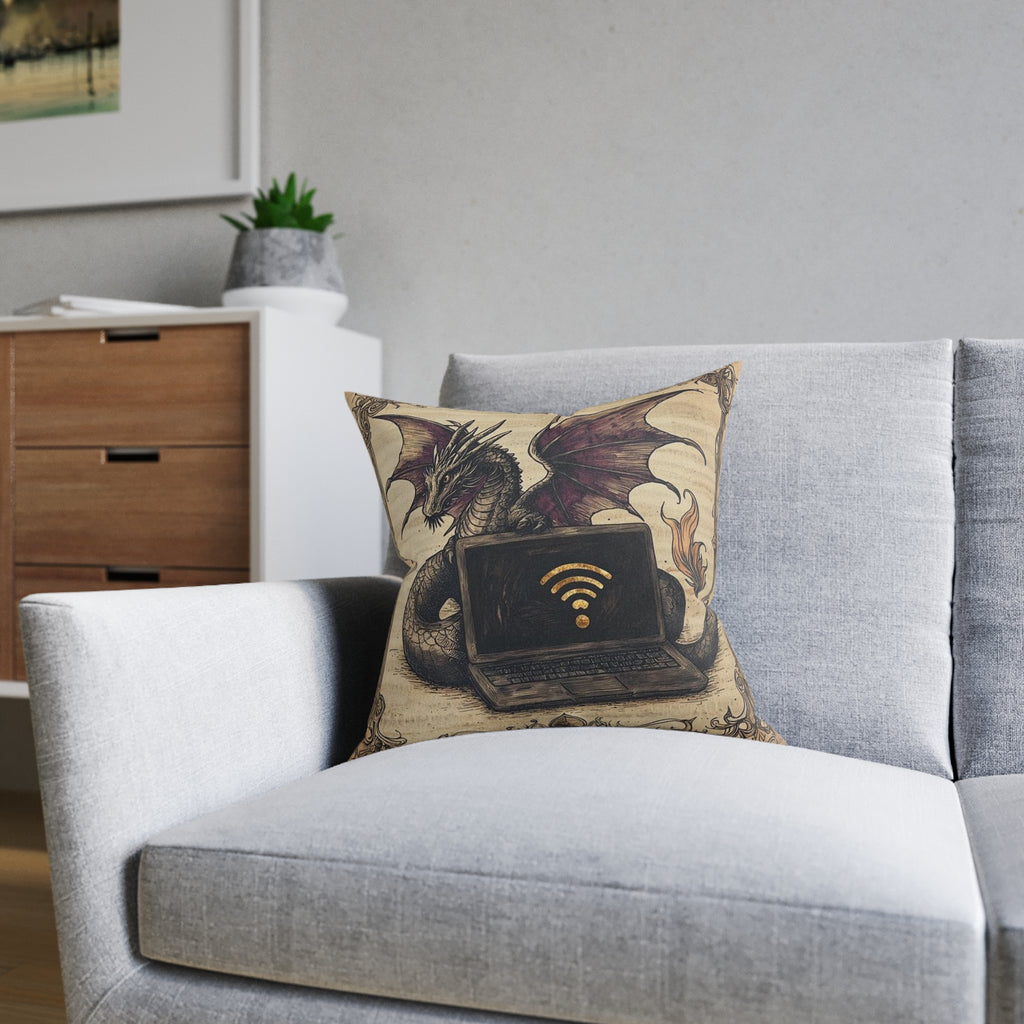 Dragon Laptop Guardian Throw Pillow — Castle Culture by Canvas & Click (view 8)