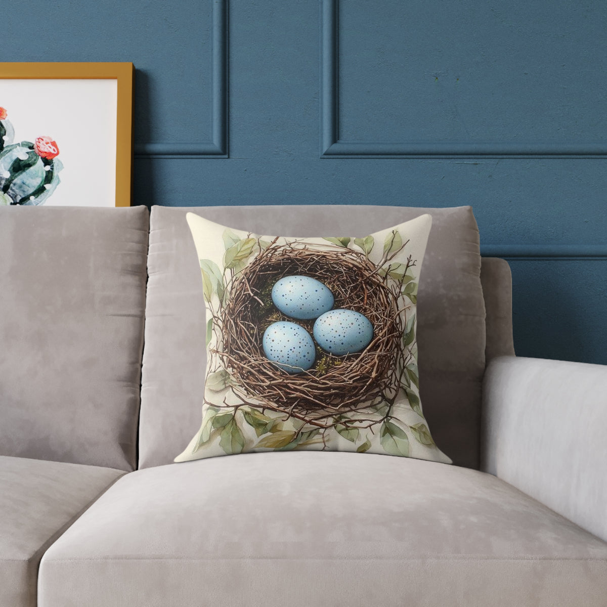 Robin's Nest Watercolor Botanical Pillow - Wilderkind Nature Art