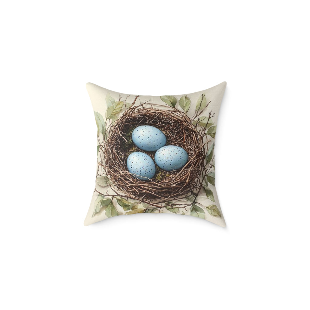 Robin's Nest Watercolor Botanical Pillow - Wilderkind Nature Art