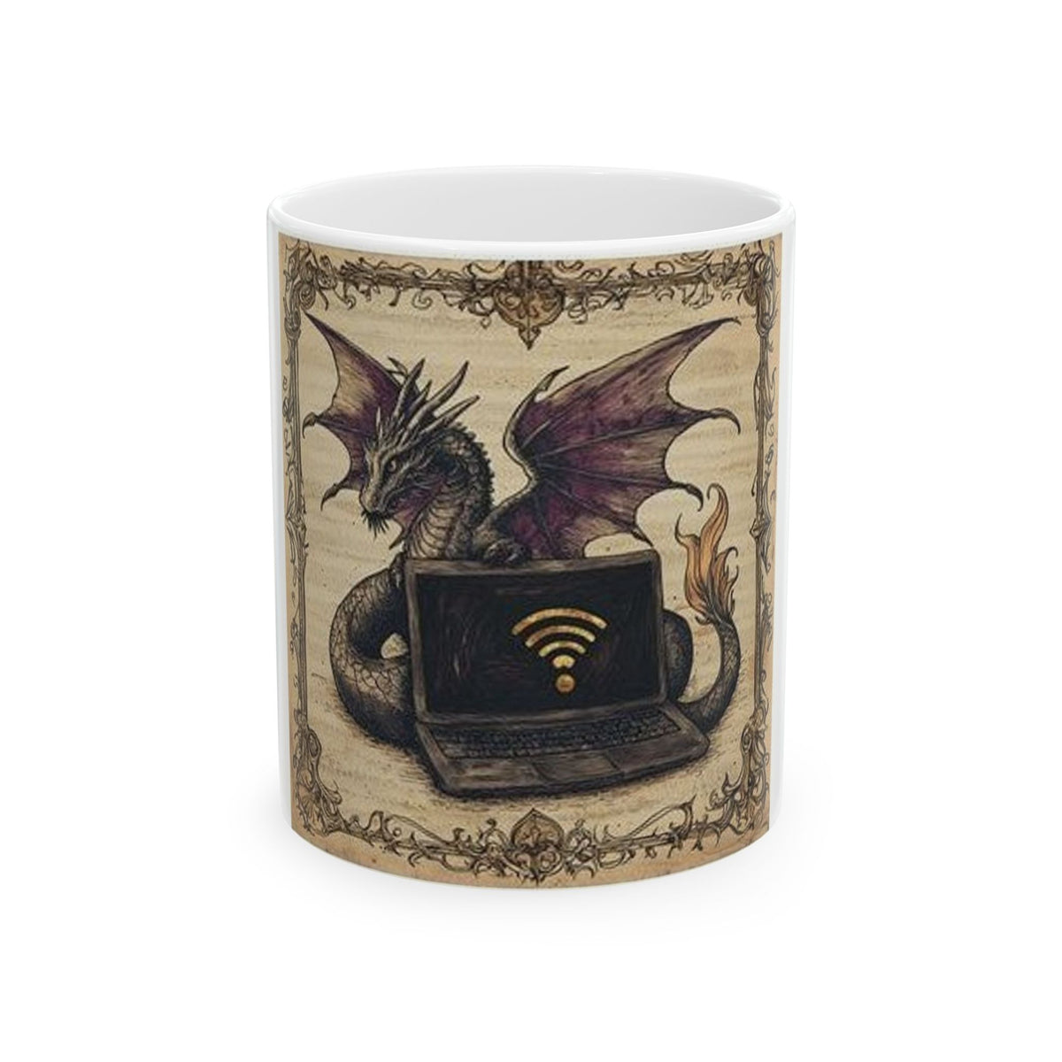 Dragon Laptop Guardian Mug - Medieval Manuscript Art by Castle Culture