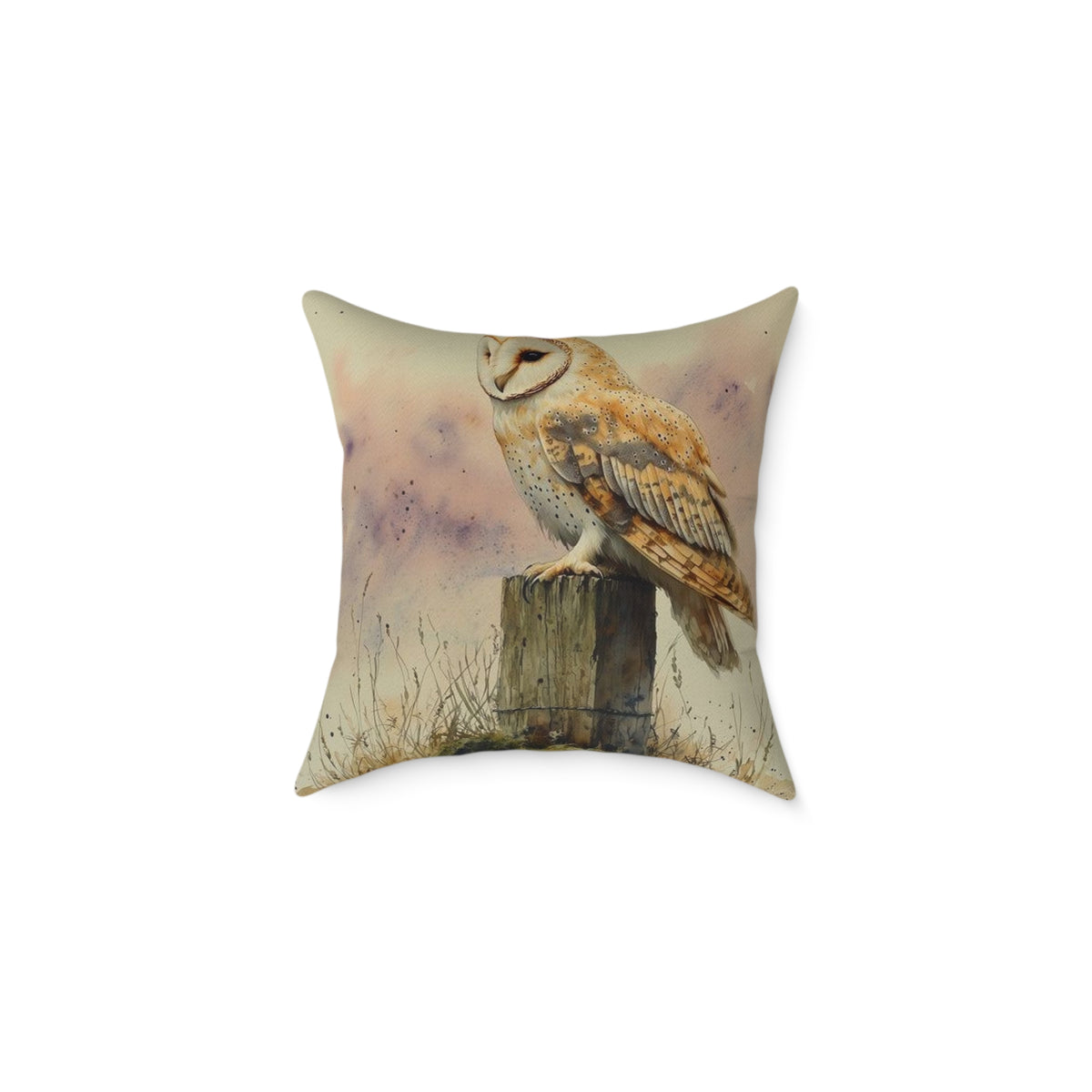 Barn Owl Twilight Watercolor Pillow - Wilderkind Nature Art