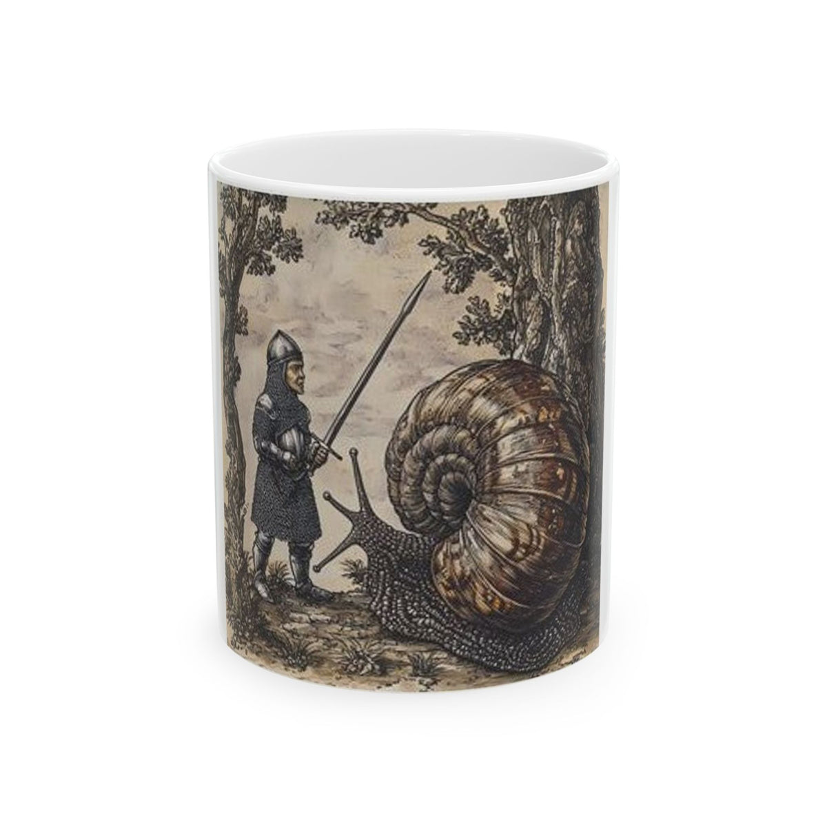 Medieval Snail Joust Mug - Castle Culture Gothic Manuscript Art