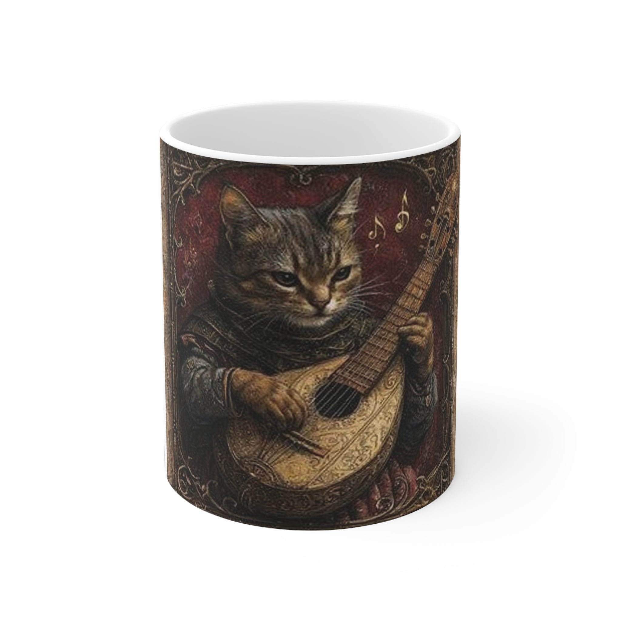 Medieval Manuscript Cat Lute Mug — Castle Culture by Canvas & Click