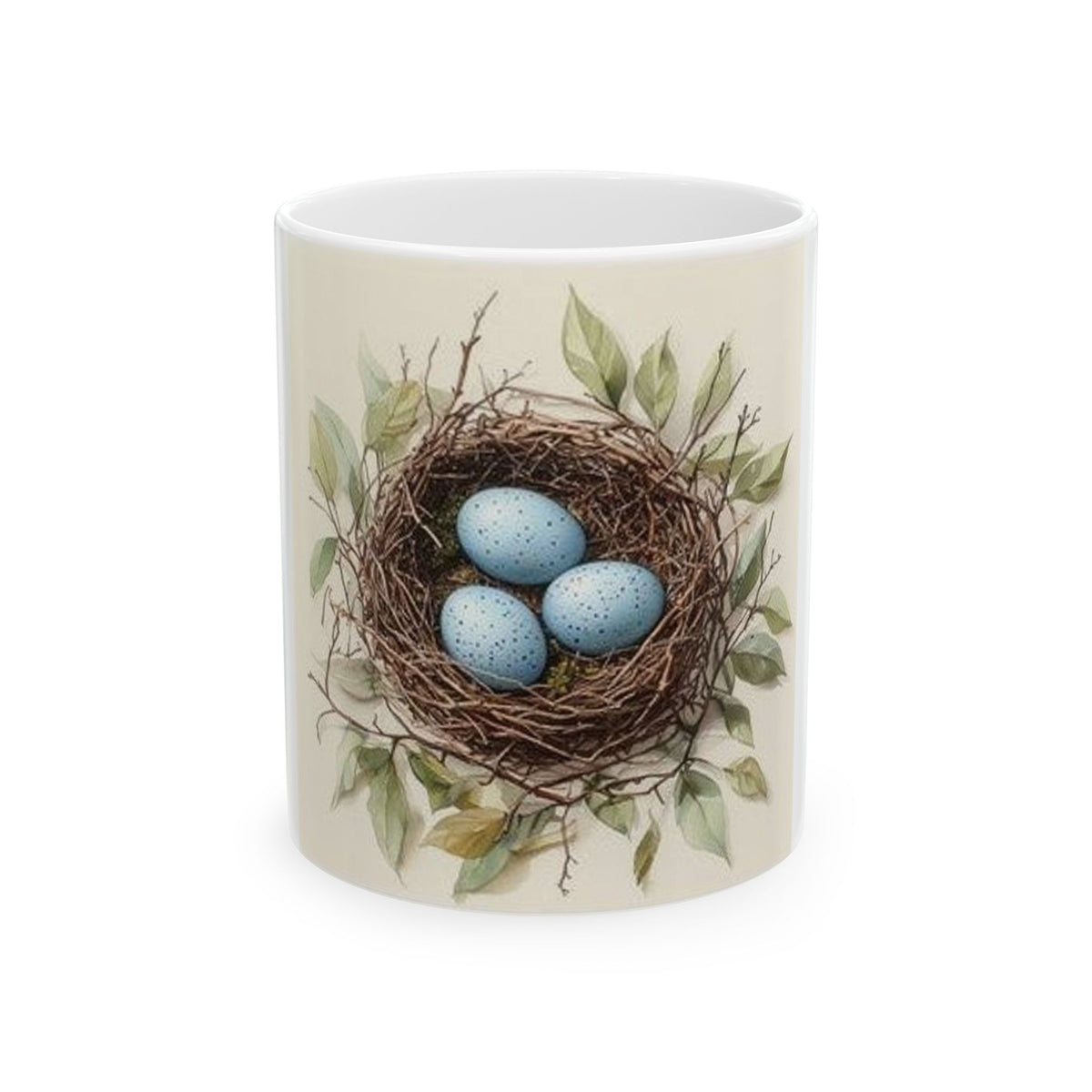 Robin's Nest Botanical Watercolor Mug - Nature Study Art