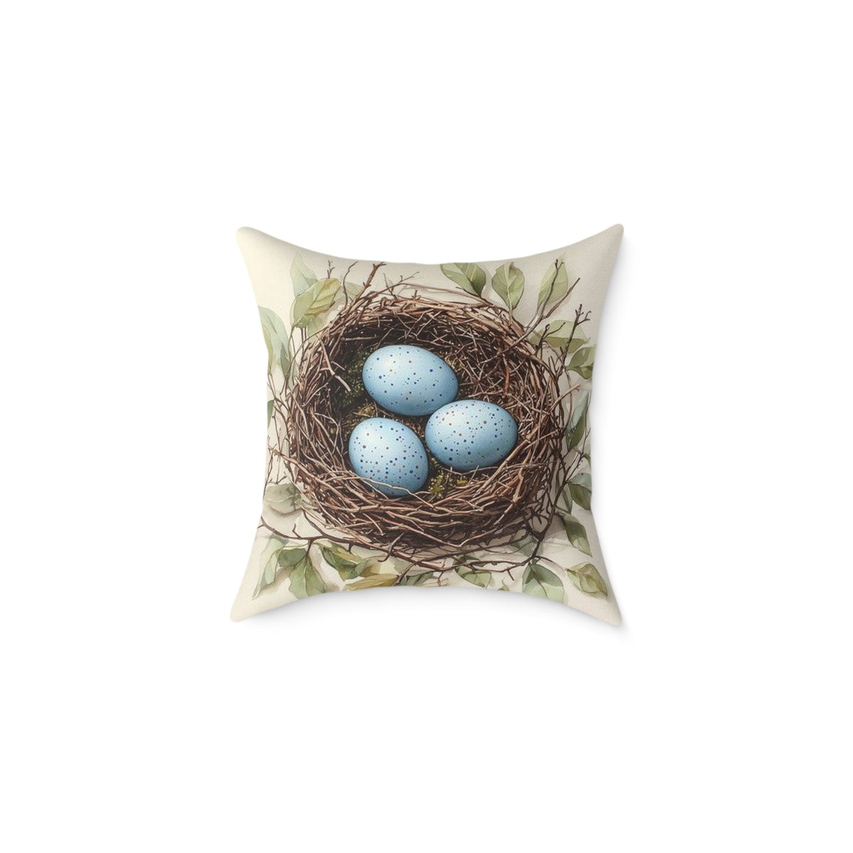 Robin's Nest Watercolor Botanical Pillow - Wilderkind Nature Art