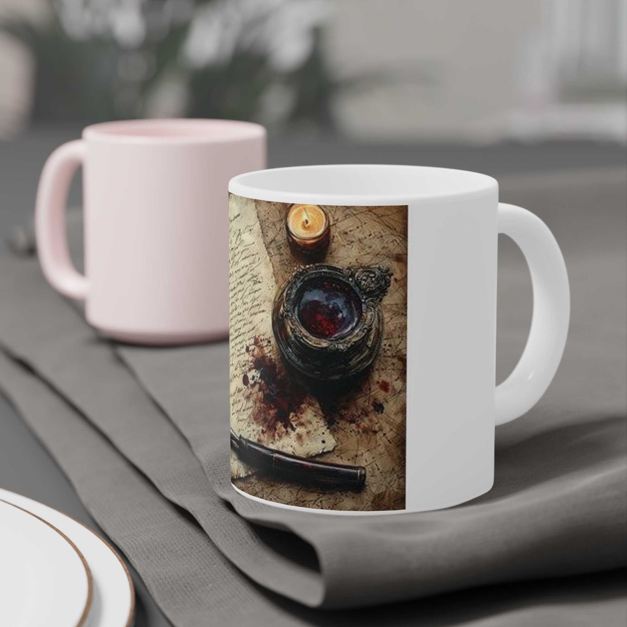 Spilled Inkwell Romance Mug, Poetcore by Canvas & Click (view 12)