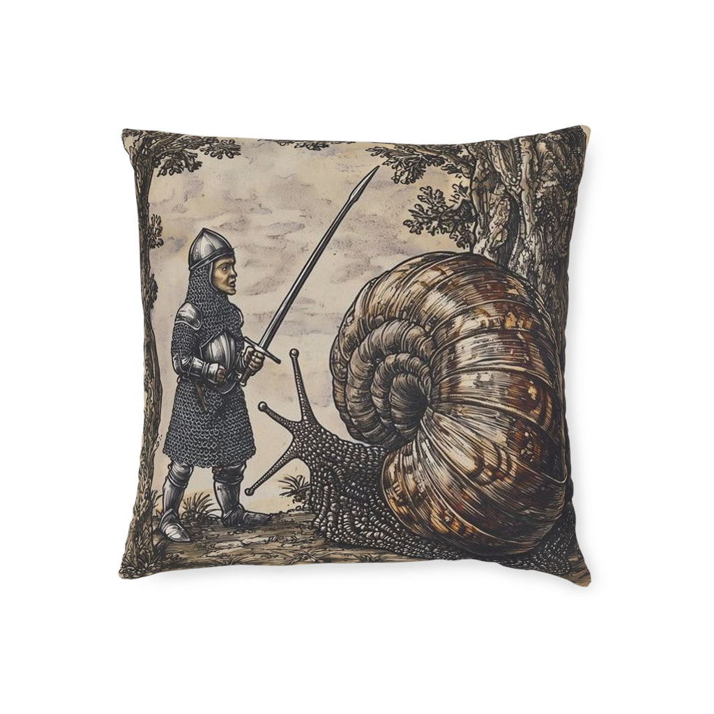Medieval Snail Joust Throw Pillow — Castle Culture by Canvas & Click (view 2)