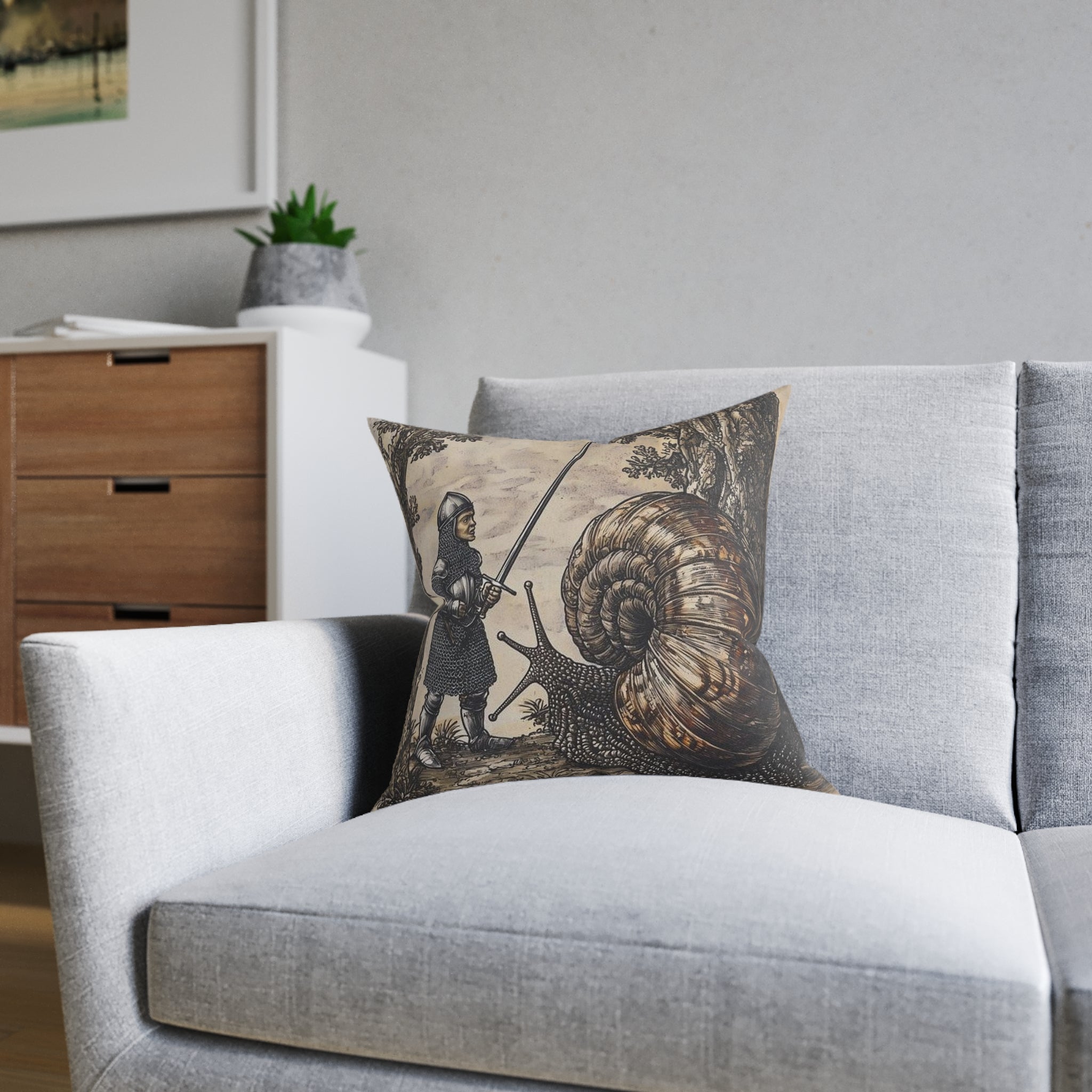 Medieval Snail Joust Throw Pillow — Castle Culture by Canvas & Click (view 8)