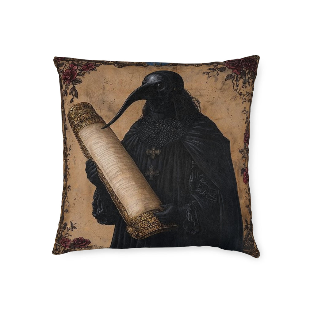 Plague Doctor Motivational Throw Pillow — Castle Culture by Canvas & Click (view 2)