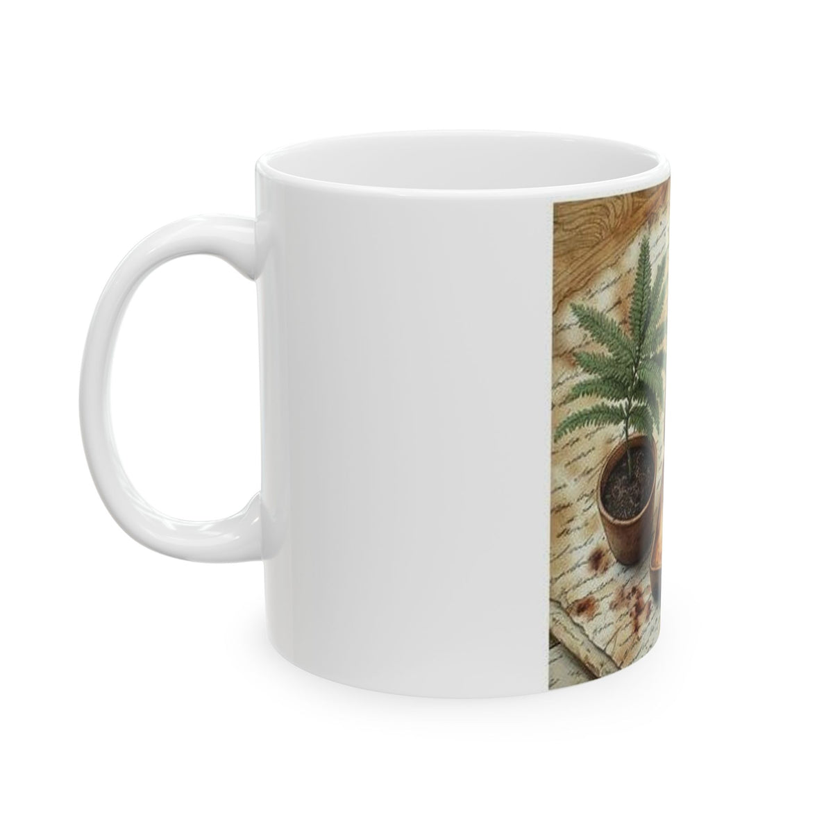 Potted Fern Writer's Desk Mug - Literary Poetcore Art